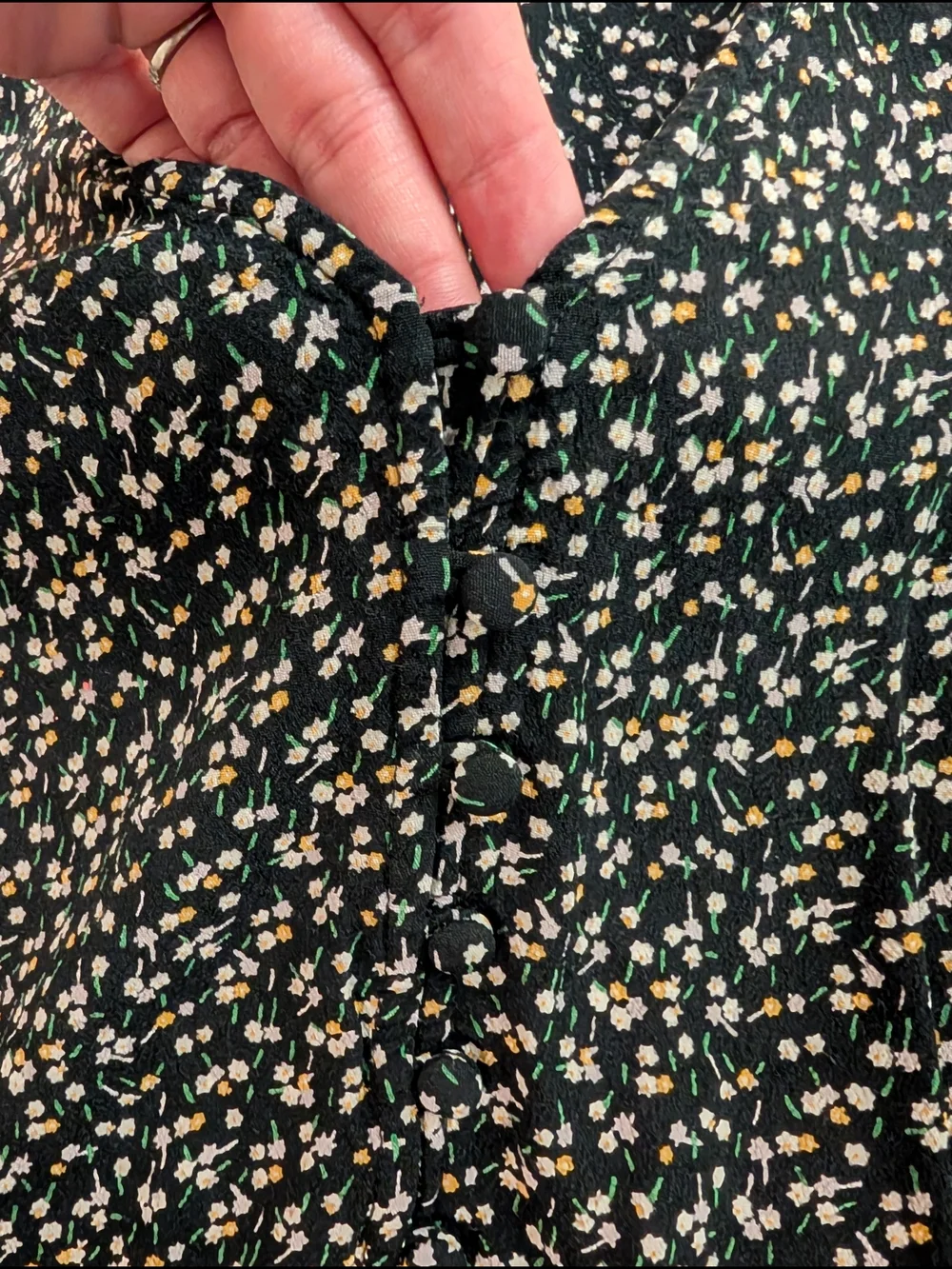 Madewell Black Floral Puff Sleeve Peplum Top Size M